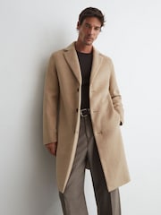 Reiss Oatmeal Knight Wool-Blend Single-Breasted Epsom Coat - Image 3 of 8