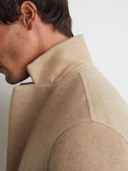 Reiss Oatmeal Knight Wool-Blend Single-Breasted Epsom Coat - Image 4 of 8