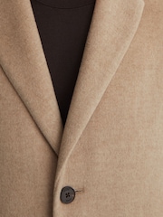 Reiss Oatmeal Knight Wool-Blend Single-Breasted Epsom Coat - Image 6 of 8