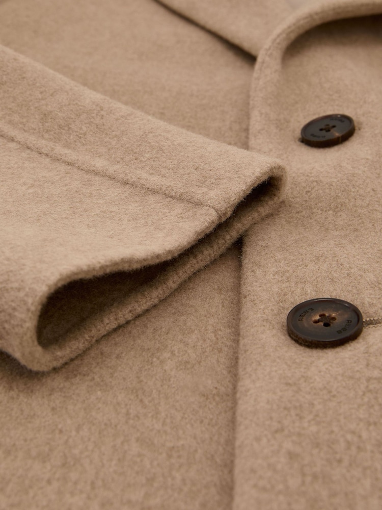 Reiss Oatmeal Knight Wool-Blend Single-Breasted Epsom Coat - Image 8 of 8 Reiss Oatmeal Knight Wool-Blend Single-Breasted Epsom Coat - Image 8 of 8