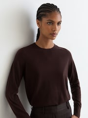 Reiss Grape Burgundy Sadie Merino Wool Crew-Neck Jumper - Image 1 of 6