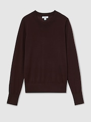 Reiss Grape Burgundy Sadie Merino Wool Crew-Neck Jumper - Image 2 of 6