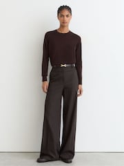 Reiss Grape Burgundy Sadie Merino Wool Crew-Neck Jumper - Image 3 of 6