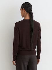Reiss Grape Burgundy Sadie Merino Wool Crew-Neck Jumper - Image 5 of 6