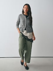 Grey Soft Touch Cotton Rich Crew Neck Cardigan - Image 3 of 7