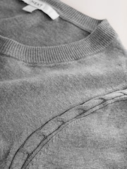 Grey Soft Touch Cotton Rich Crew Neck Cardigan - Image 6 of 7