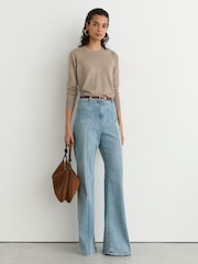 Reiss Neutral Sadie Merino Wool Crew-Neck Jumper - Image 4 of 6