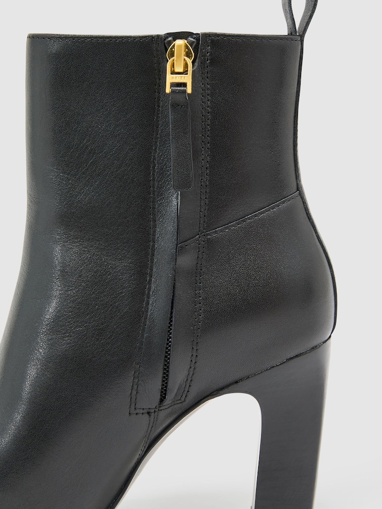 Reiss Black Blakely Leather Chisel-Toe Block-Heel Ankle Boots - Image 5 of 5 Reiss Black Blakely Leather Chisel-Toe Block-Heel Ankle Boots - Image 5 of 5