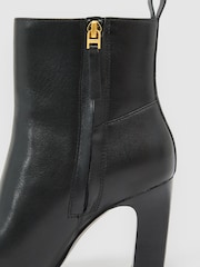 Reiss Black Blakely Leather Chisel-Toe Block-Heel Ankle Boots - Image 6 of 6
