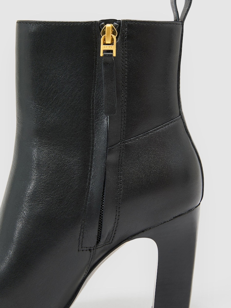 Reiss Black Blakely Leather Chisel-Toe Block-Heel Ankle Boots - Image 6 of 6 Reiss Black Blakely Leather Chisel-Toe Block-Heel Ankle Boots - Image 6 of 6
