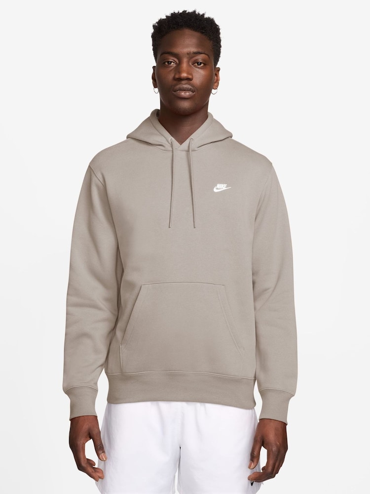 Nike Particle Grey Club Pull Over Hoodie - Image 1 of 3 Nike Particle Grey Club Pull Over Hoodie - Image 1 of 3