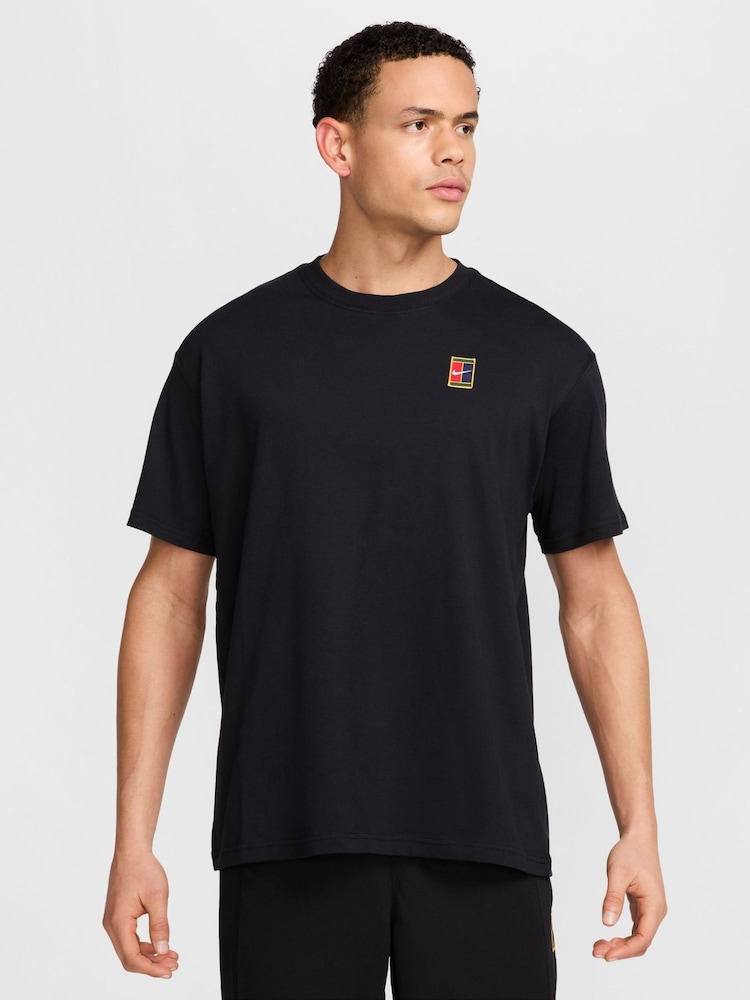 Nike Black Court Heritage Tennis T-Shirt - Image 1 of 5 Nike Black Court Heritage Tennis T-Shirt - Image 1 of 5