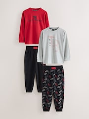 Baker by Ted Baker Red/Black/Grey Marl Long Sleeve Pyjamas 2 Pack - Image 1 of 12