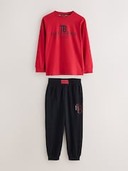 Baker by Ted Baker Red/Black/Grey Marl Long Sleeve Pyjamas 2 Pack - Image 2 of 12