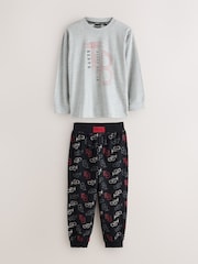 Baker by Ted Baker Red/Black/Grey Marl Long Sleeve Pyjamas 2 Pack - Image 3 of 12