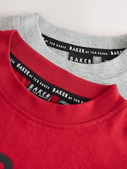 Baker by Ted Baker Red/Black/Grey Marl Long Sleeve Pyjamas 2 Pack - Image 5 of 12