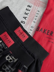 Baker by Ted Baker Red/Black/Grey Marl Long Sleeve Pyjamas 2 Pack - Image 6 of 12