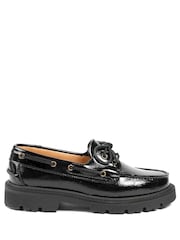 Jones Bootmaker Black Patent Perdita Leather Platform Moccasins - Image 1 of 5