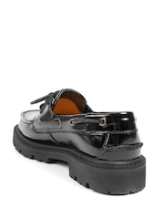 Jones Bootmaker Black Patent Perdita Leather Platform Moccasins - Image 3 of 5