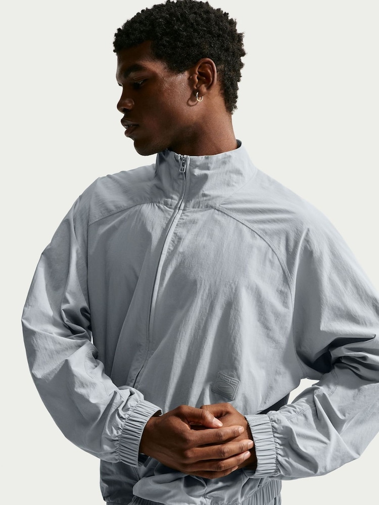 Nike Grey N.A.C. Dri-FIT Oversized Full-Zip Woven Jacket - Image 1 of 5 Nike Grey N.A.C. Dri-FIT Oversized Full-Zip Woven Jacket - Image 1 of 5