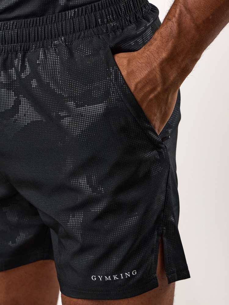 Gym King Black Debossed Camo Shorts - Image 4 of 4 Gym King Black Debossed Camo Shorts - Image 4 of 4