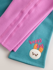 وردي وبيج فاتح بتصميم أرنب مبطن - Long Sleeve & Wide Leg Trousers Set 2 Pack (3mths-7yrs) - صورة 12 من 12