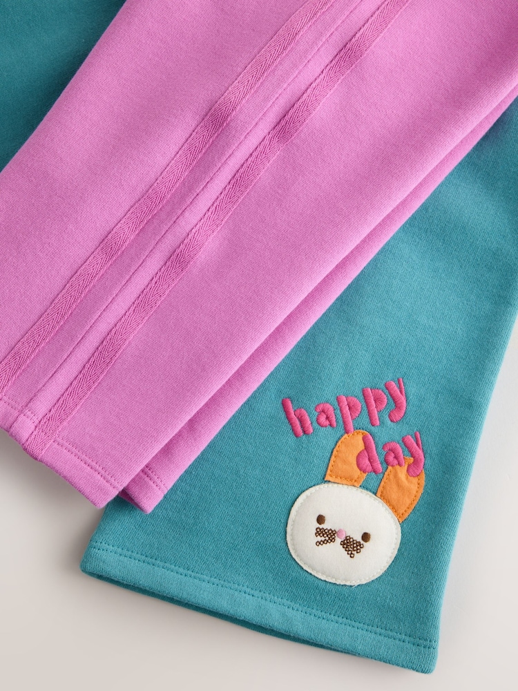 وردي وبيج فاتح بتصميم أرنب مبطن - Long Sleeve & Wide Leg Trousers Set 2 Pack (3mths-7yrs) - صورة 12 من 12