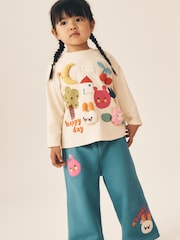 وردي وبيج فاتح بتصميم أرنب مبطن - Long Sleeve & Wide Leg Trousers Set 2 Pack (3mths-7yrs) - صورة 3 من 12