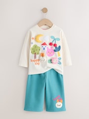 وردي وبيج فاتح بتصميم أرنب مبطن - Long Sleeve & Wide Leg Trousers Set 2 Pack (3mths-7yrs) - صورة 9 من 12