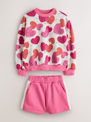 Little Bird by Jools Oliver Love Heart Icon Sweat Top and Short 2 Piece Set - Image 7 of 12