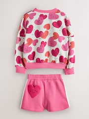 Little Bird by Jools Oliver Love Heart Icon Sweat Top and Short 2 Piece Set - Image 8 of 12