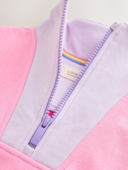 Little Bird by Jools Oliver Rainbow Colourblock 1/4 Zip Sweat Top and Short 2 Piece Set - Image 10 of 13