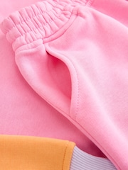Little Bird by Jools Oliver Rainbow Colourblock 1/4 Zip Sweat Top and Short 2 Piece Set - Image 12 of 13