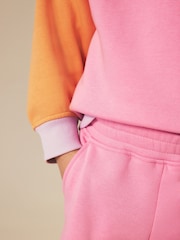 Little Bird by Jools Oliver Rainbow Colourblock 1/4 Zip Sweat Top and Short 2 Piece Set - Image 6 of 13