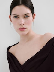 Mango Brown Sleeveless Ruched Mesh Dress - Image 3 of 6