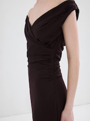 Mango Brown Sleeveless Ruched Mesh Dress - Image 4 of 6