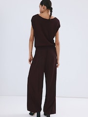 Mango Burgandy Balloon Trousers - Image 3 of 5
