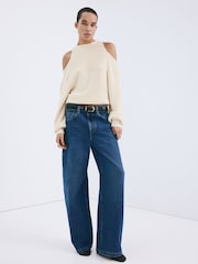 Mango Cream Cold Shoulder Jumper - Image 1 of 5
