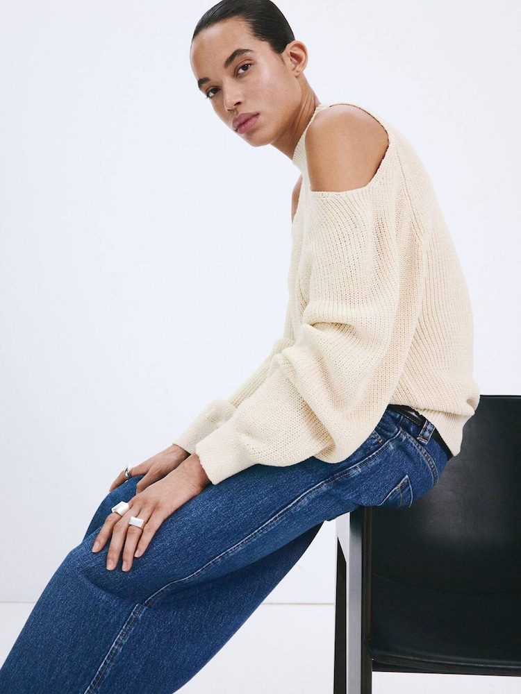 Mango Cream Cold Shoulder Jumper - Image 2 of 5