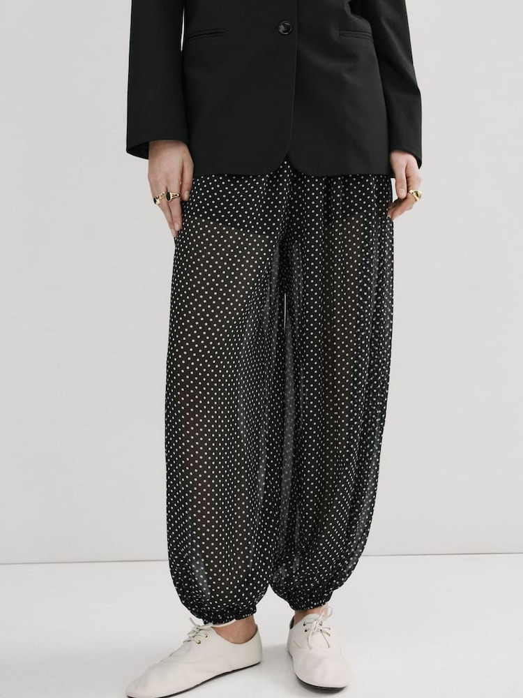 Mango Black Polka Dot Balloon Trousers - Image 1 of 5