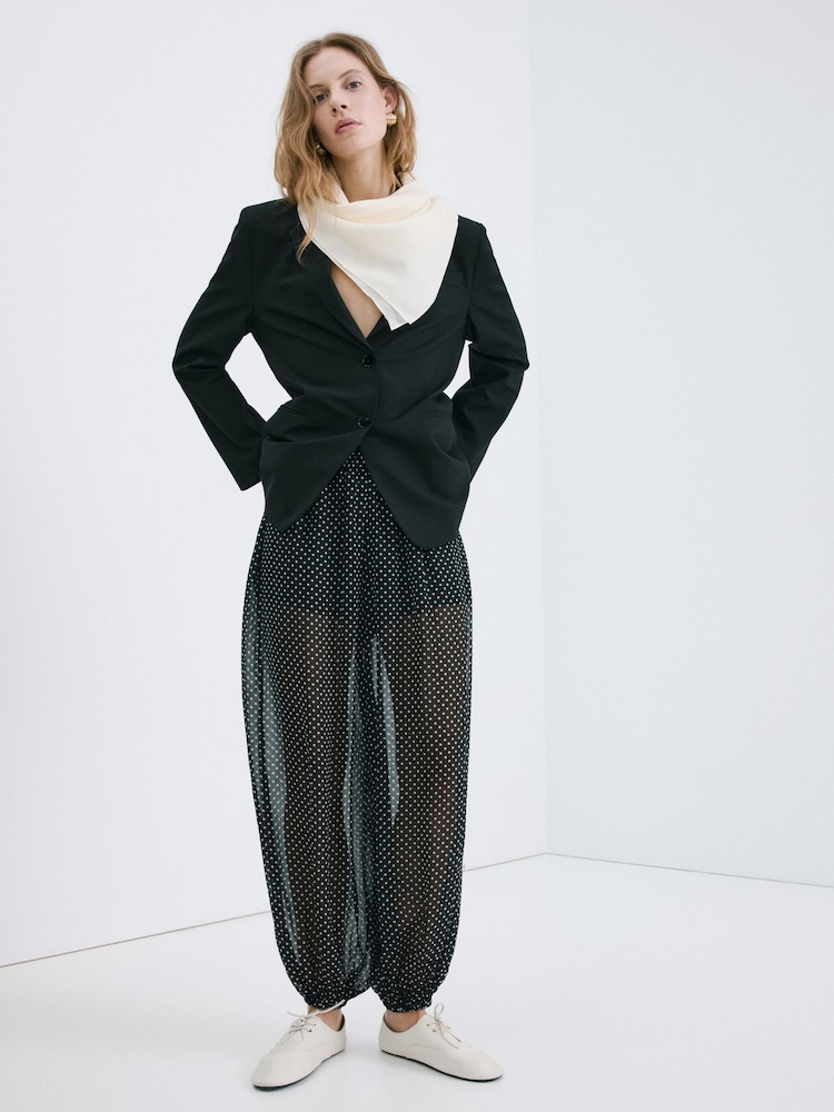 Mango Black Polka Dot Balloon Trousers - Image 2 of 5