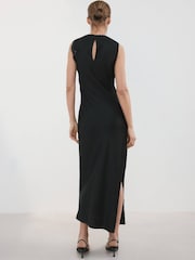 Mango Black Sleeveless Lace Trim Maxi Dress - Image 2 of 6