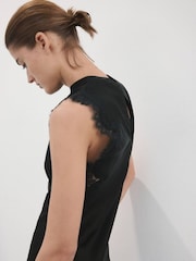 Mango Black Sleeveless Lace Trim Maxi Dress - Image 4 of 6