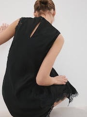 Mango Black Sleeveless Lace Trim Maxi Dress - Image 5 of 6