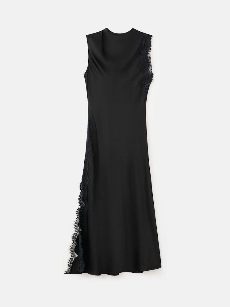 Mango Black Sleeveless Lace Trim Maxi Dress - Image 6 of 6