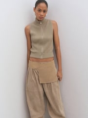 Mango Nude Zip Up Ribbed Cut Out Top - Image 3 of 4