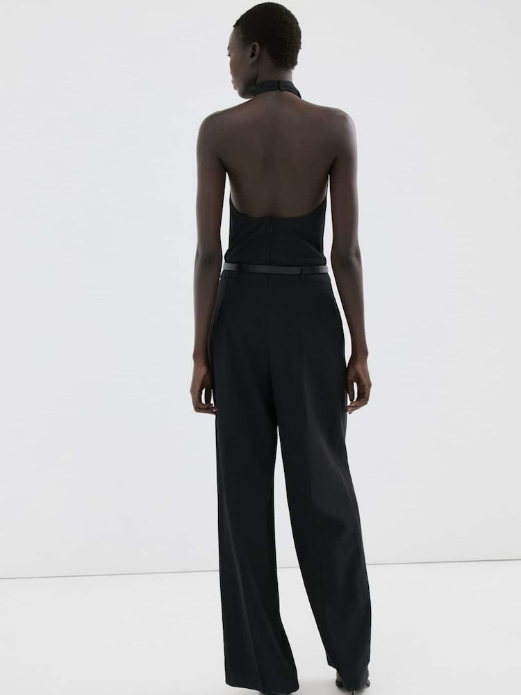 Mango Black Belted Halter Jumpsuit - Image 2 of 5 Mango Black Belted Halter Jumpsuit - Image 2 of 5