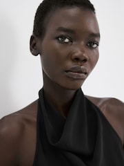 Mango Black Belted Halter Jumpsuit - Image 4 of 5