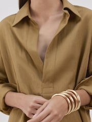 Mango Nude Collared Long Sleeve Shirt - Image 4 of 5