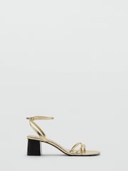 Mango Gold Strappy Block Heels - Image 2 of 3